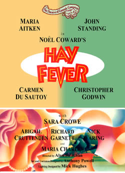 HAYFEVER - Myra - Dir: Alan Strachan - Albery Theatre, London. Principal cast incl: Maria Aitken, John Standing, Carmen Du Sautoy, Christopher Godwin, Sara Crowe, Abigail Cruttenden & Maria Charles.